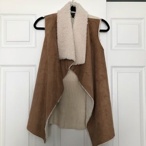 Romeo & Juliet suede and Sherpa detail vest